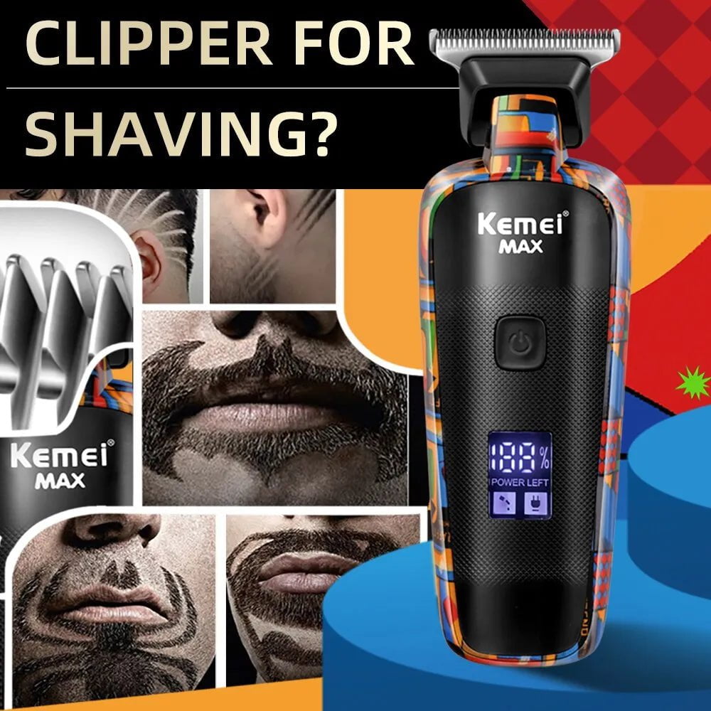 Storazone KM-MAX5090 Kemei-5090 Digital Display Professional Barber Pusher For Men Hair Clipper Reciprocating Random Graffiti Pattern Electric