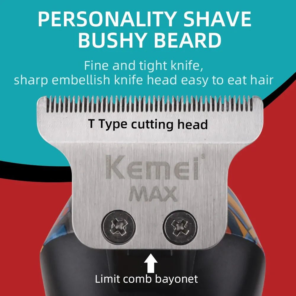 Storazone KM-MAX5090 Kemei-5090 Digital Display Professional Barber Pusher For Men Hair Clipper Reciprocating Random Graffiti Pattern Electric