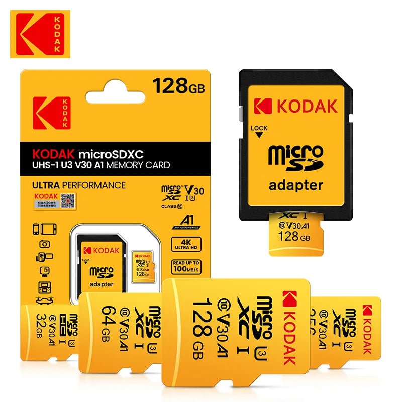 Storazone KODAK EVO Plus 128GB Memory Card 256GB U3 4K Micro SD Card 64GB 32GB SDHC Microsd UHS-I C10 TF Trans Flash Microsd 100MB/S