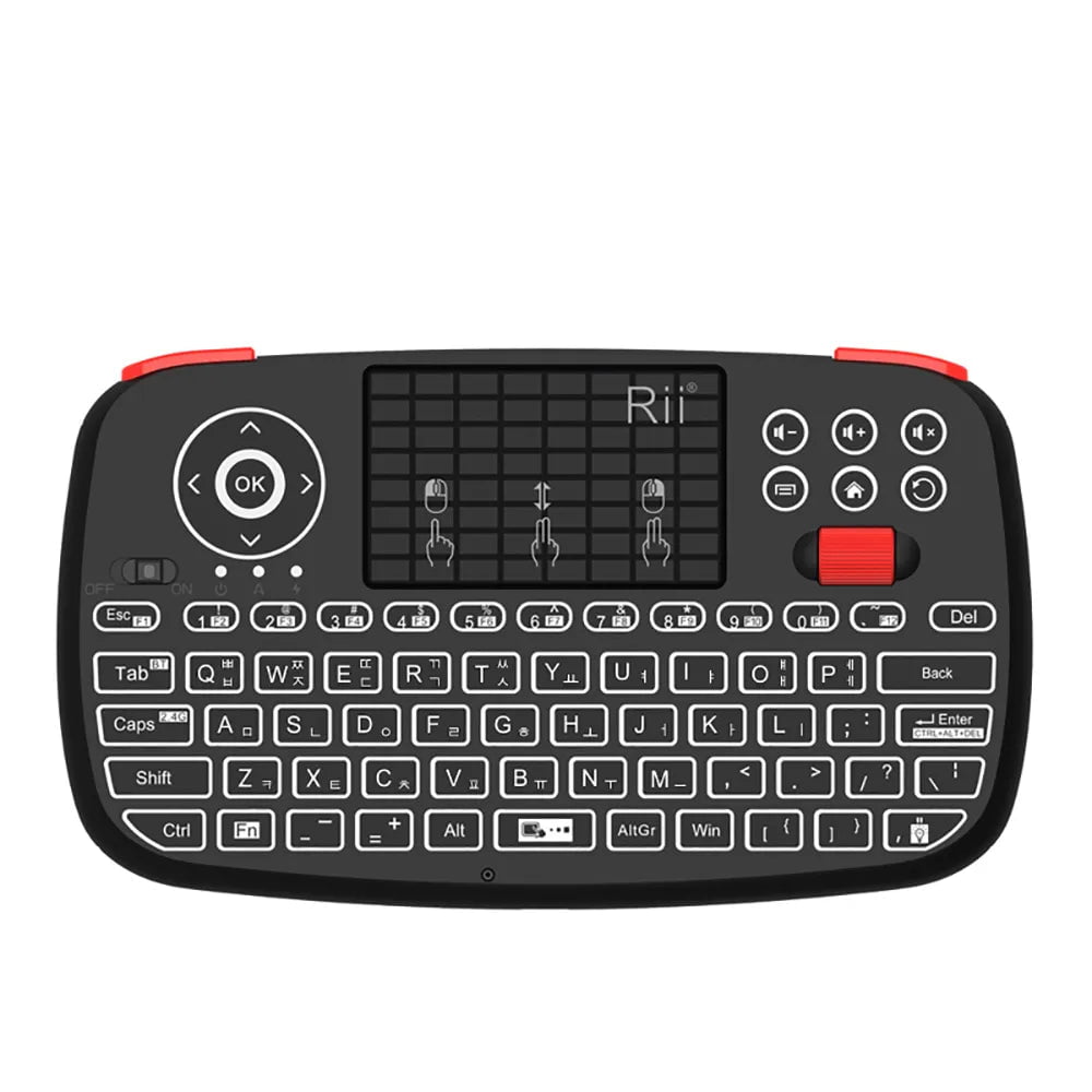 Storazone Korean Keyboard Rii i4 Mini BT Wireless Keyboard With Touchpad 2.4GHz Backlit Mouse Remote Control For Windows Android TV Box Smart TV