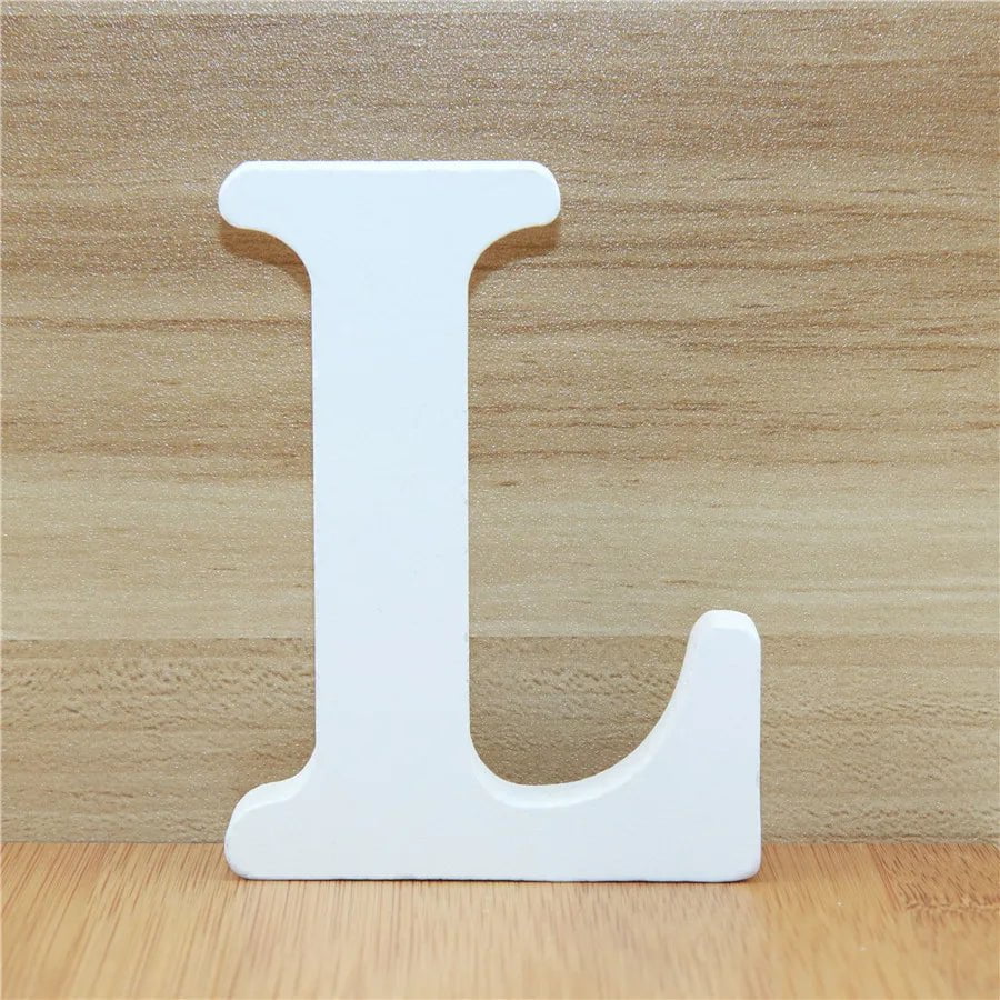 Storazone L / 10cm 1pc 10CM Wood Wooden Letters White Alphabet Wedding Birthday Party Diy Home Decorations Personalised Name Design 3.94 Inches