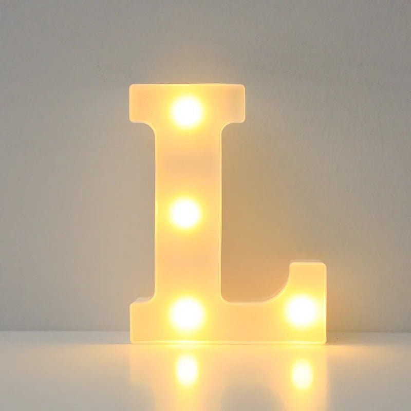 Storazone L / 16cm Alphabet LED Letter Lights Luminous Number Lamp Battery Night Light for Wedding Birthday Christmas Party  Home Decoration