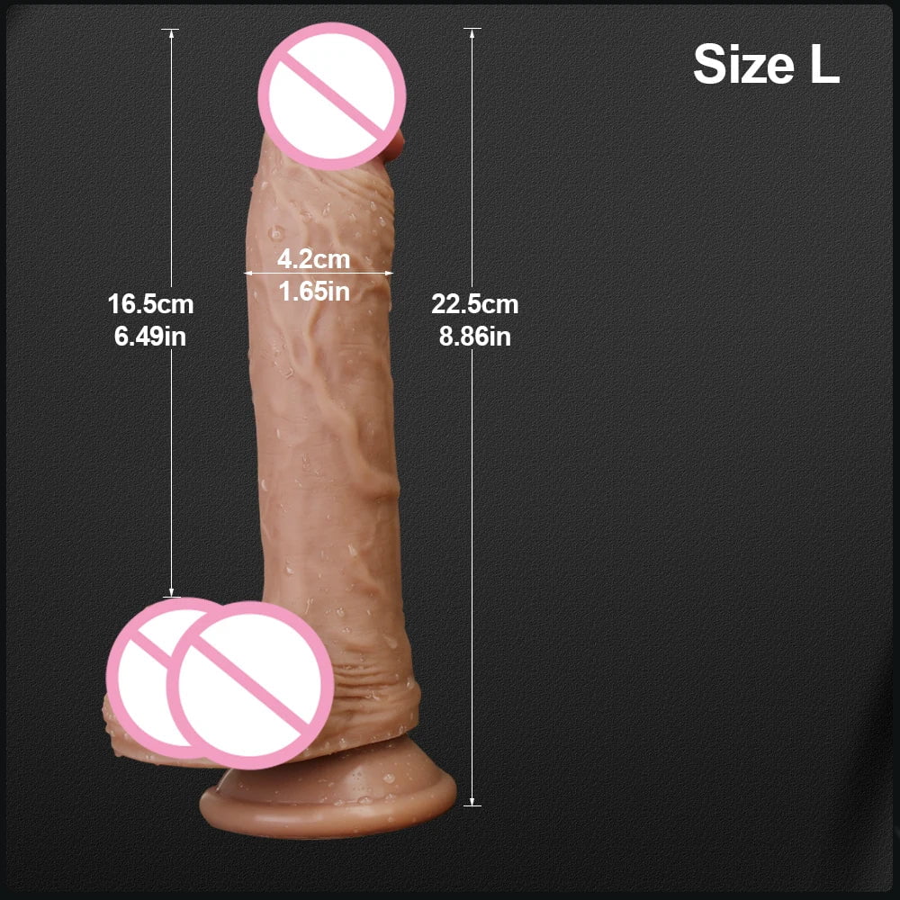 Storazone L 22.5cm Realistic Dildo Cock for Women Anal Sex Toys Huge Big Fake Penis with Suction Cup Flexible G-spot Curved Shaft and Ball