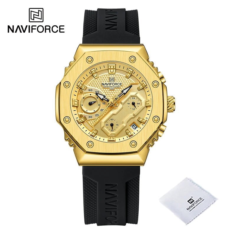 Storazone L-GBB / CHINA NAVIFORCE New Sport Lovers Watches Soft Silicone Band Quartz Calendar Chronograph Clock Casual Water Resistant Couple Wristwatch