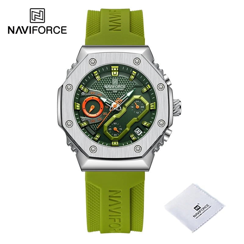 Storazone L-SGNGN / CHINA NAVIFORCE New Sport Lovers Watches Soft Silicone Band Quartz Calendar Chronograph Clock Casual Water Resistant Couple Wristwatch