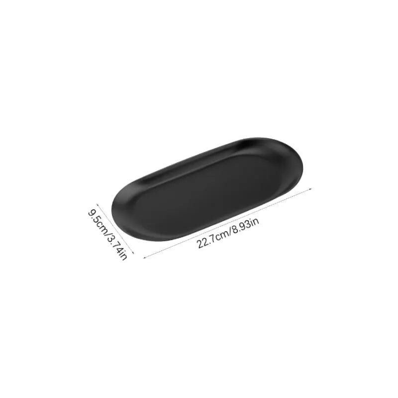 Storazone large Black Metals Stainless Steels Oval Tray Jewellery Storage Shelf Desktop Clutter Organiser Birthday Party Decoration Ornaments