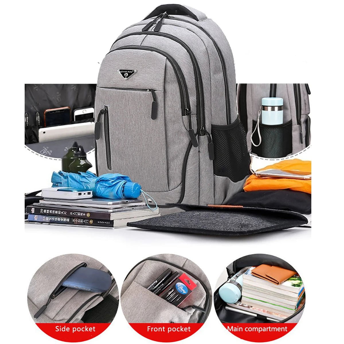 Storazone Large Capacity Backpack Men Laptop Backpacks 15.6 Oxford Black Solid High School Bags Teen College Boy Gril Student Backpack