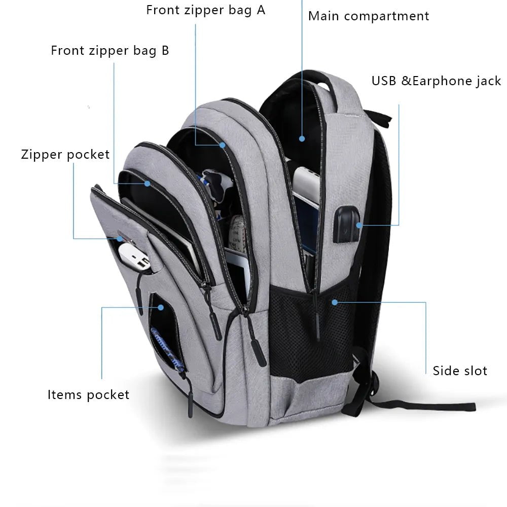 Storazone Large Capacity Backpack Men Laptop Backpacks 15.6 Oxford Black Solid High School Bags Teen College Boy Gril Student Backpack