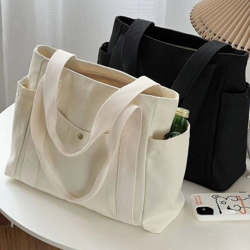 Storazone Large Capacity Canvas Tote Bags for Work Commuting Carrying Bag College Style Student Outfit Book Shoulder Bag