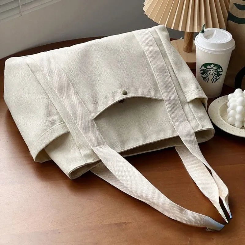 Storazone Large Capacity Canvas Tote Bags for Work Commuting Carrying Bag College Style Student Outfit Book Shoulder Bag