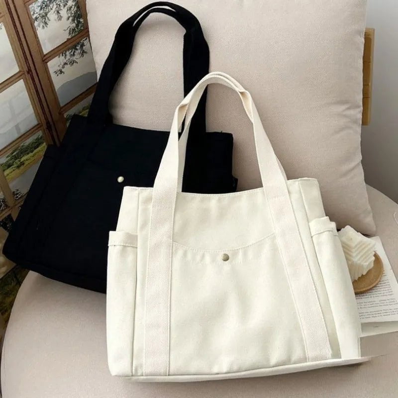 Storazone Large Capacity Canvas Tote Bags for Work Commuting Carrying Bag College Style Student Outfit Book Shoulder Bag