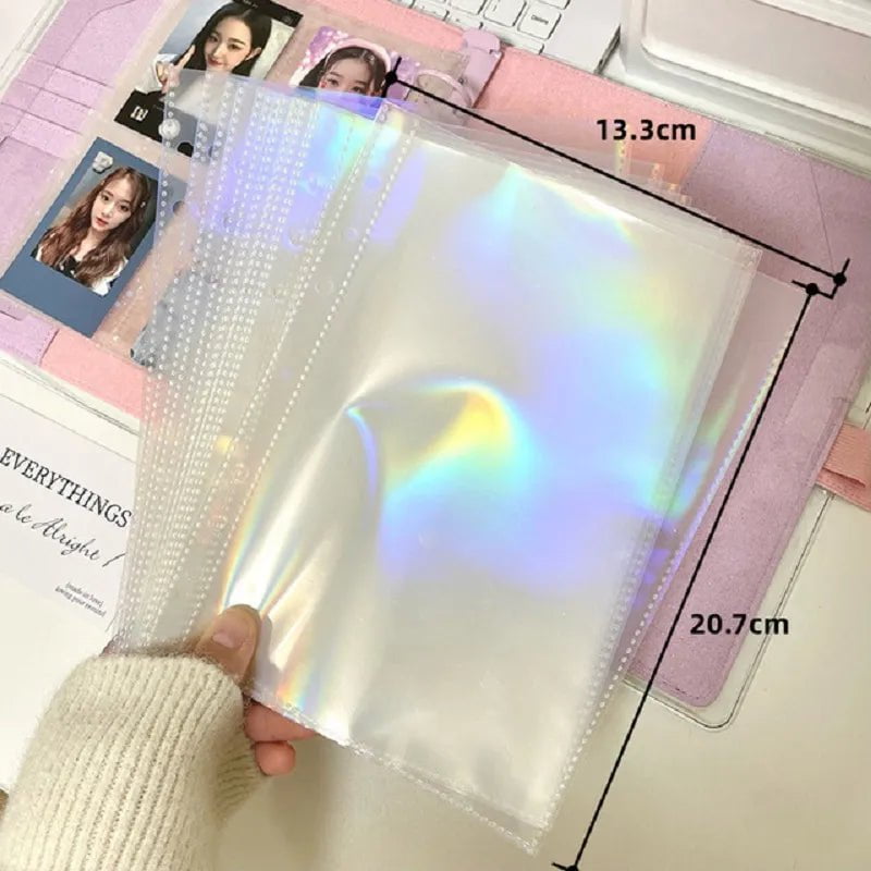 Storazone Laser 1grid 10pcs 10pcs Laser 3inch 5inch Photo Album Photocards Holder A5 Binder Refill Pockets Sleeves Diary Album Inner Sleeves
