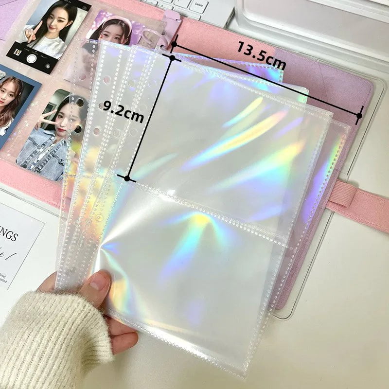 Storazone Laser 2grid 10pcs 10pcs Laser 3inch 5inch Photo Album Photocards Holder A5 Binder Refill Pockets Sleeves Diary Album Inner Sleeves