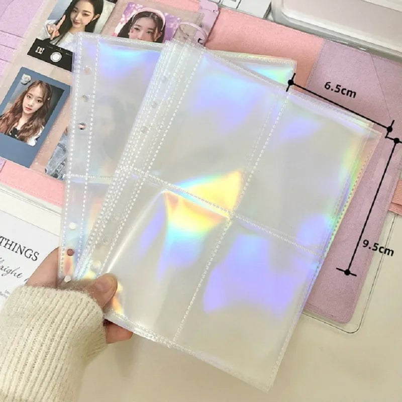Storazone Laser 4grid 10pcs 10pcs Laser 3inch 5inch Photo Album Photocards Holder A5 Binder Refill Pockets Sleeves Diary Album Inner Sleeves