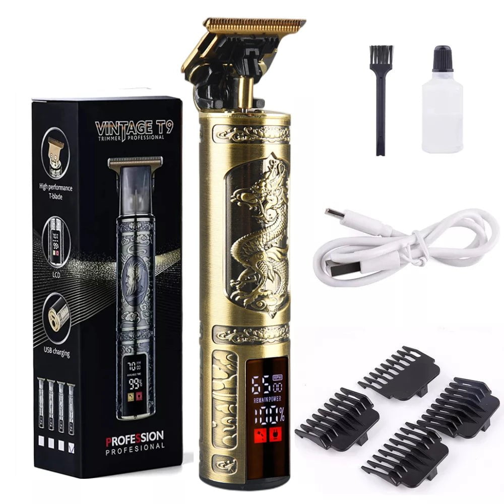 Storazone LCD Dragon Men's Barber Retro T9 Hair Trimmer Professional Razor Trimmer Kemei Heyar Cut Machine Wireless Hair Clipper Beard Man Shaving