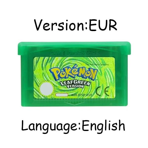 Storazone LeafGreen EUR GBA Game Pokemon Series 32 Bit Video Game Cartridge Console Card Pokemon Emerald Ruby FireRed LeafGreen Sapphire Multi-language
