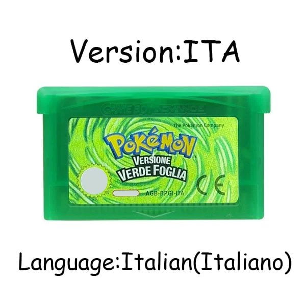 Storazone LeafGreen ITA GBA Game Pokemon Series 32 Bit Video Game Cartridge Console Card Pokemon Emerald Ruby FireRed LeafGreen Sapphire Multi-language