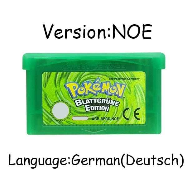 Storazone LeafGreen NOE GBA Game Pokemon Series 32 Bit Video Game Cartridge Console Card Pokemon Emerald Ruby FireRed LeafGreen Sapphire Multi-language