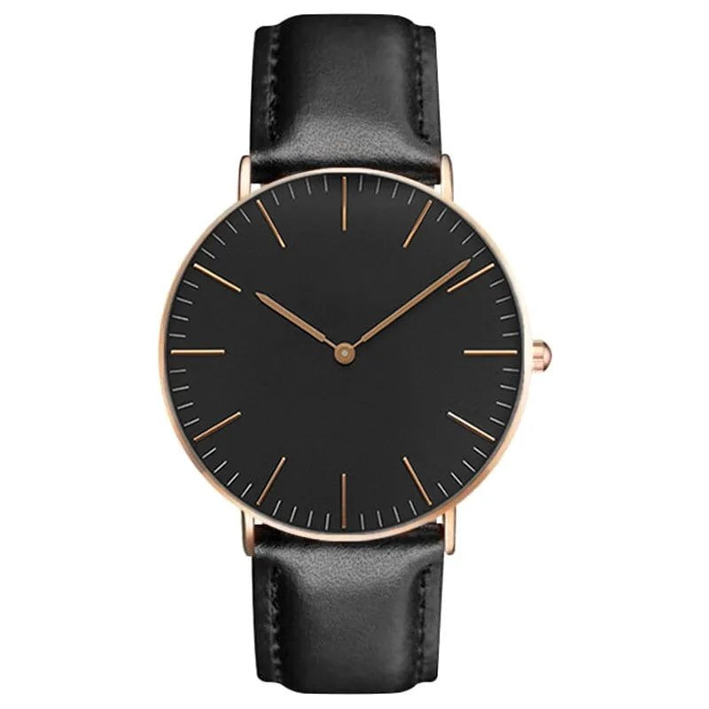 Storazone Leather Black Luxury Rose Gold Watch Women Bracelet Watches Top Brand Ladies Casual Quartz Watch Steel Women's Wristwatch Montre Femme Relogio