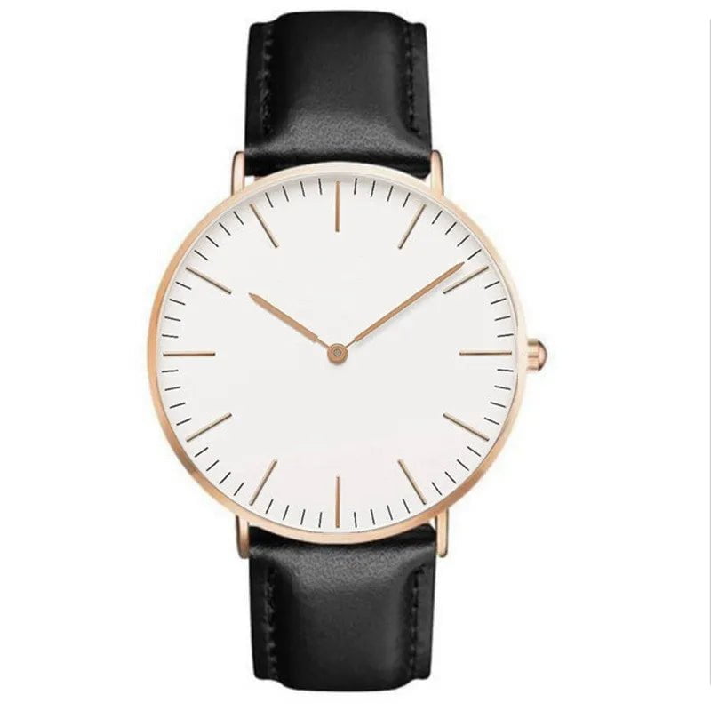 Storazone Leather Black White Luxury Rose Gold Watch Women Bracelet Watches Top Brand Ladies Casual Quartz Watch Steel Women's Wristwatch Montre Femme Relogio