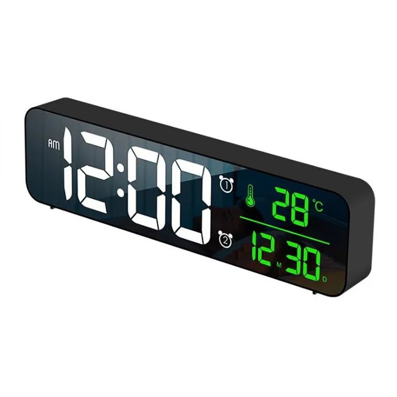 Storazone LED Digital Alarm Clock Temperature Date Display Snooze USB Desktop Strip Mirror LED Clocks for Living Room Decoration