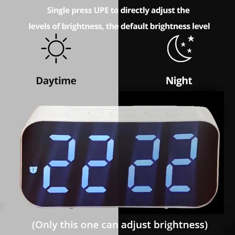 Storazone LED Mirror Table Clock Digital Alarm Snooze Display Time Desktop Electronic Table Clocks Desktop Clock