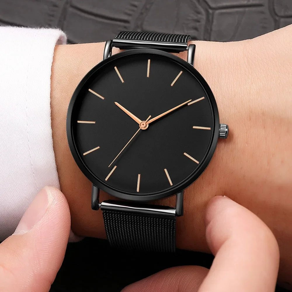 Storazone Leisure Simple Women Watch 2024 Vintage Mesh Belt Ultra-thin Fashion Relojes Para Mujer Luxury Man Wrist Watches