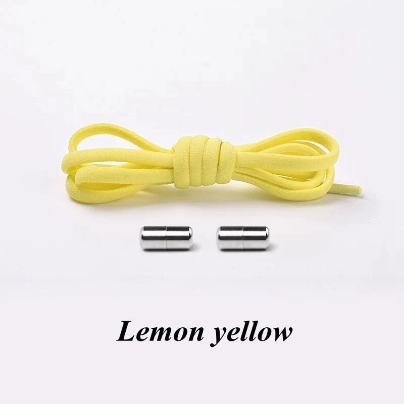 Storazone Lemon yellow / CHINA Semicircle No Tie Shoelaces Elastic Shoe laces Sneakers shoelace Metal Lock Lazy Laces for Kids and Adult One size fits all shoe