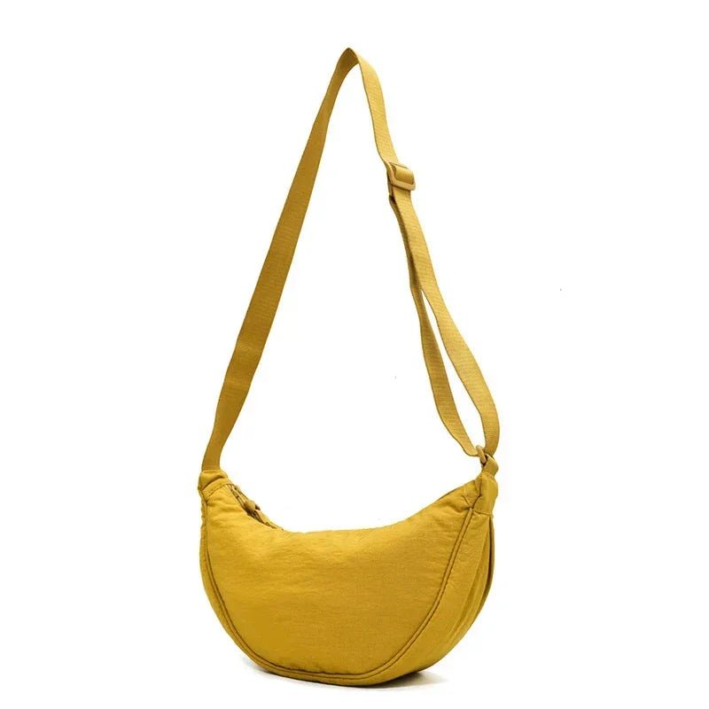 Storazone Lemon Yellow Nylon Hobos Chest Shoulder Bag Large Capacity Travel Crossbody Half Moon Belt Messenger for Women Bags Dropshipping / Wholesale