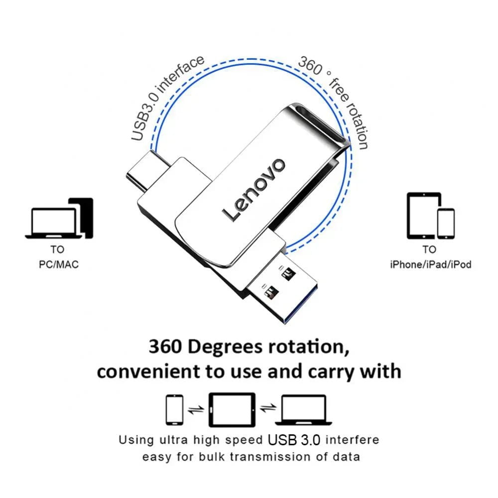 Storazone Lenovo 16TB USB 3.0 Flash Drives High Speed Transfer Metal Pendrive Memory Card Pendrive Flash Disk Memoria Waterproof  2024 New