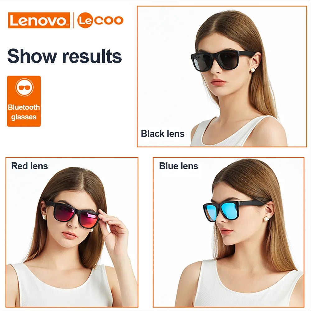 Storazone Lenovo Lecoo C8 Smart Glasses Headset Wireless Bluetooth Sunglasses Outdoor Sport earphone Calling Music Anti-Blue Eyeglasses