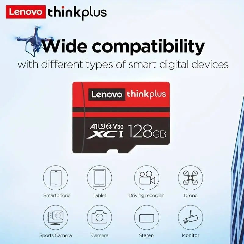 Storazone Lenovo ThinkPlus Mini SD Card Class 10 TF Flash Card 256GB 128GB 64GB 32GB Red & Black Memory Card For Mobile Phone PC Speaker H