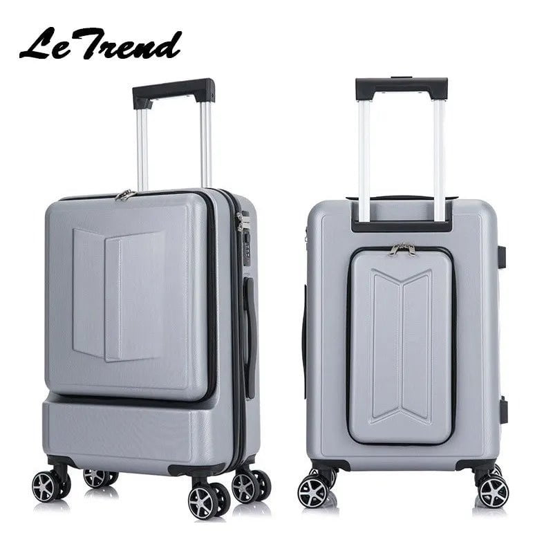 Storazone Letrend New Business 24 Inch Front Pocket Rolling Luggage Trolley Password Box 20' Boarding Suitcase Women Travel Bag Trunk