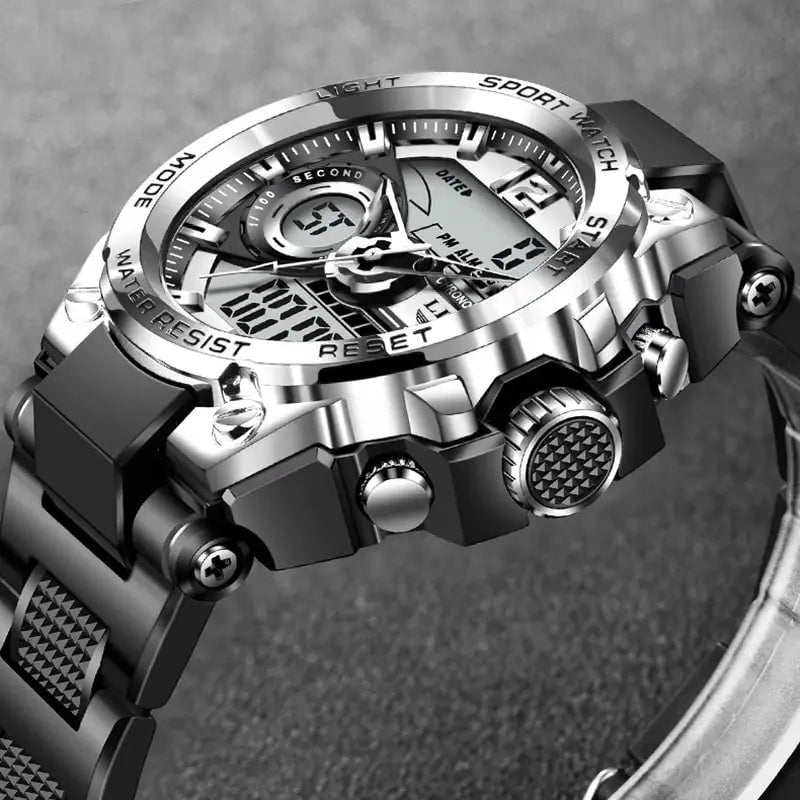 Storazone LIGE Men Military Watch Digital 50m Waterproof Wristwatch LED Quartz Clock Sport Watch Male Big Watches Men Relogios Masculino