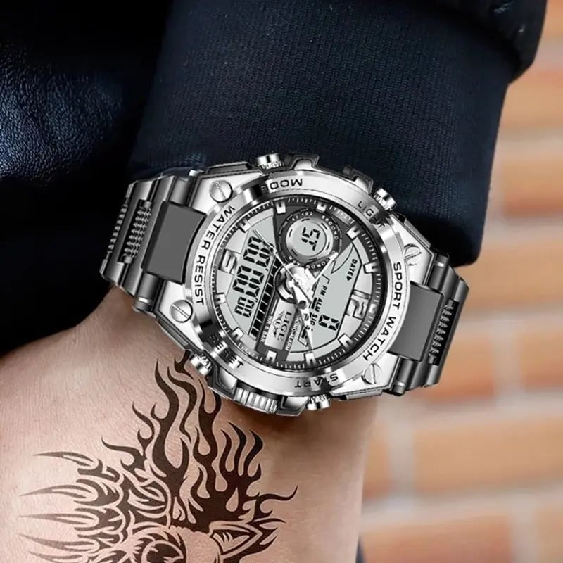Storazone LIGE Men Military Watch Digital 50m Waterproof Wristwatch LED Quartz Clock Sport Watch Male Big Watches Men Relogios Masculino