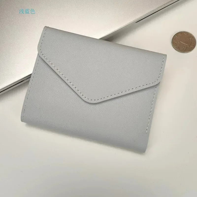 Storazone Light blue 1 Short Wallet Women Purse Multi-card Multifunction Card Holder Coin Purse Fashion Simple Three Fold Short Clip Female Mini Wallet
