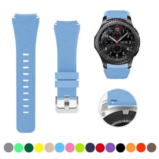 Storazone Light blue 13 / 22mm / CHINA 20mm 22mm Strap For Samsung galaxy watch4 44mm/40mm 5 pro active 2 Gear s3 Silicone Correa bracelet Huawei Watch gt2/3/2e band