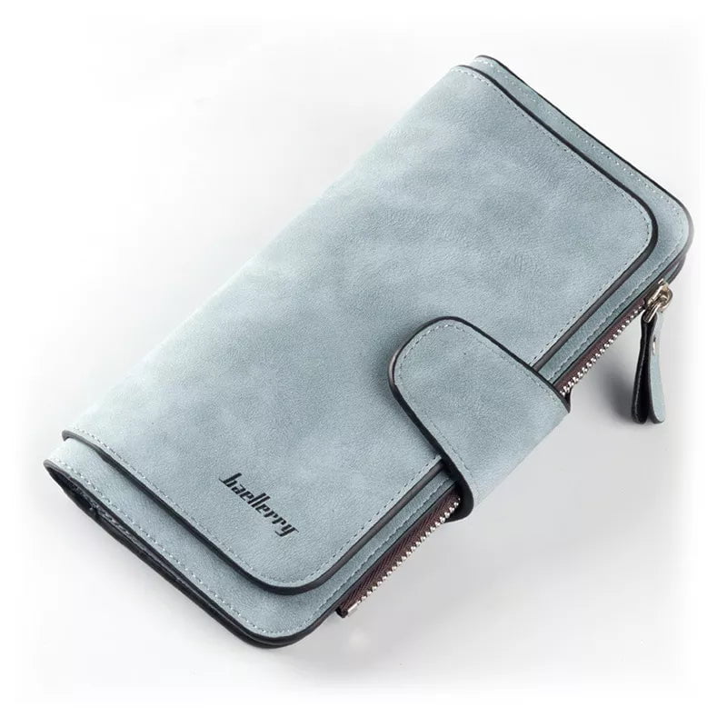 Storazone Light Blue 2023 Women Wallets Fashion Long PU Leather Top Quality Card Holder Classic Female Purse  Zipper  Wallet For Women