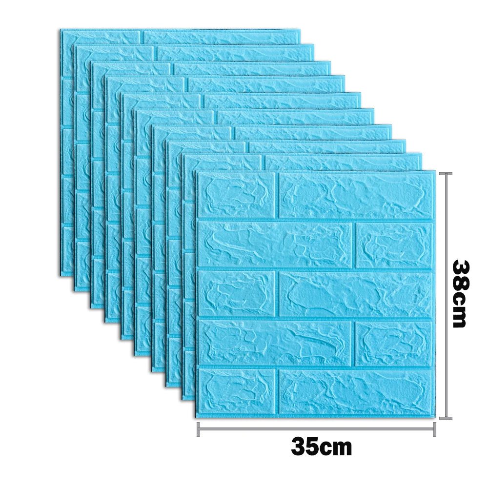 Storazone Light-blue / 25 pcs(35X38cm) 25pcs 3D Wall Stickers Self Adhesive Wallpaper Panel Home Decor Living Room Bedroom Decoration Bathroom Kitchen House Sticker