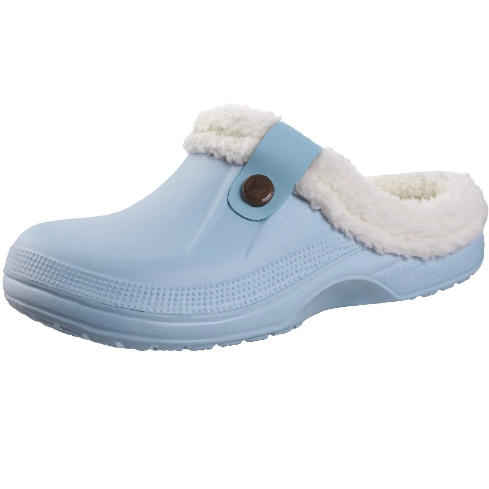 Storazone Light Blue / 35-36(8.6-8.8 inch) / CHINA Shevalues Plush Fur Clogs Slippers For Women Men Winter Soft Furry Slippers Waterproof Garden Shoes Multi-Use Indoor Home Shoes