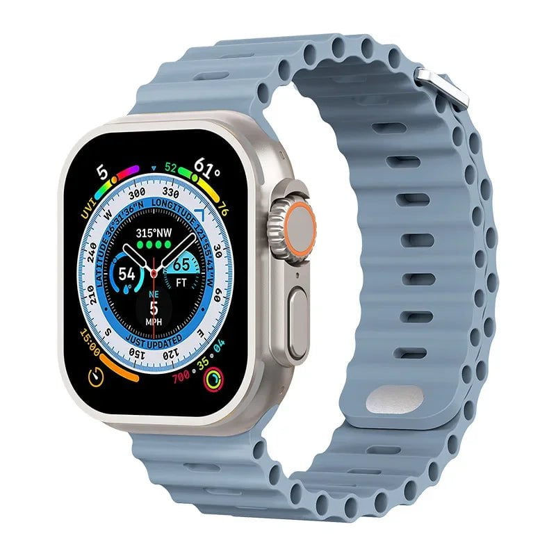 Storazone Light blue / For 38mm 40mm 41mm Silicone strap For Apple watch Ultra/2 49mm Sports breathable soft wrist band For iwatch 9 8 7 6 5 4 SE 45mm 41mm 44mm 42mm 40mm