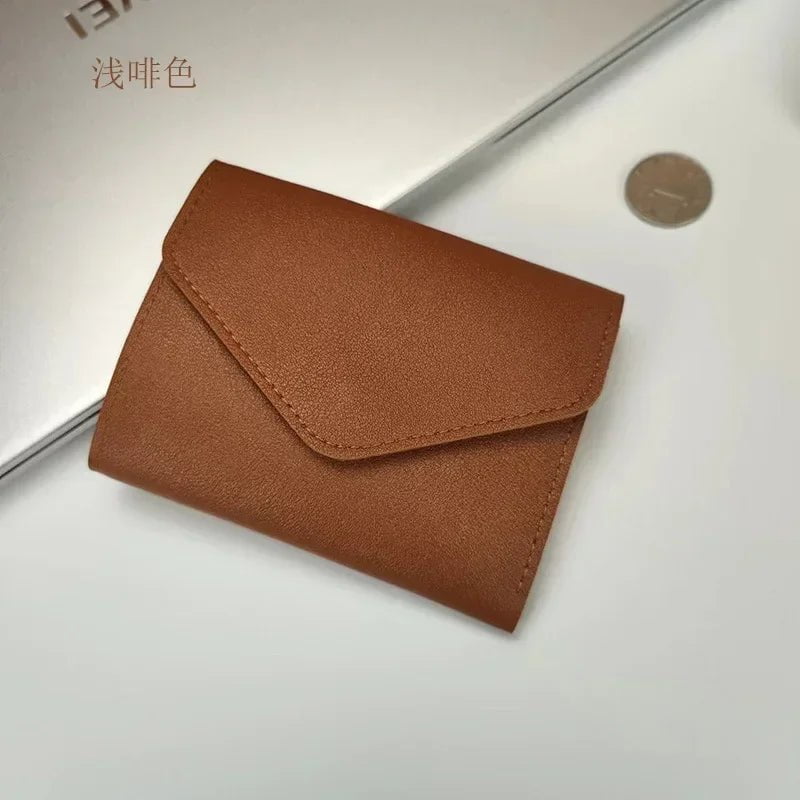 Storazone Light brown 1 Short Wallet Women Purse Multi-card Multifunction Card Holder Coin Purse Fashion Simple Three Fold Short Clip Female Mini Wallet