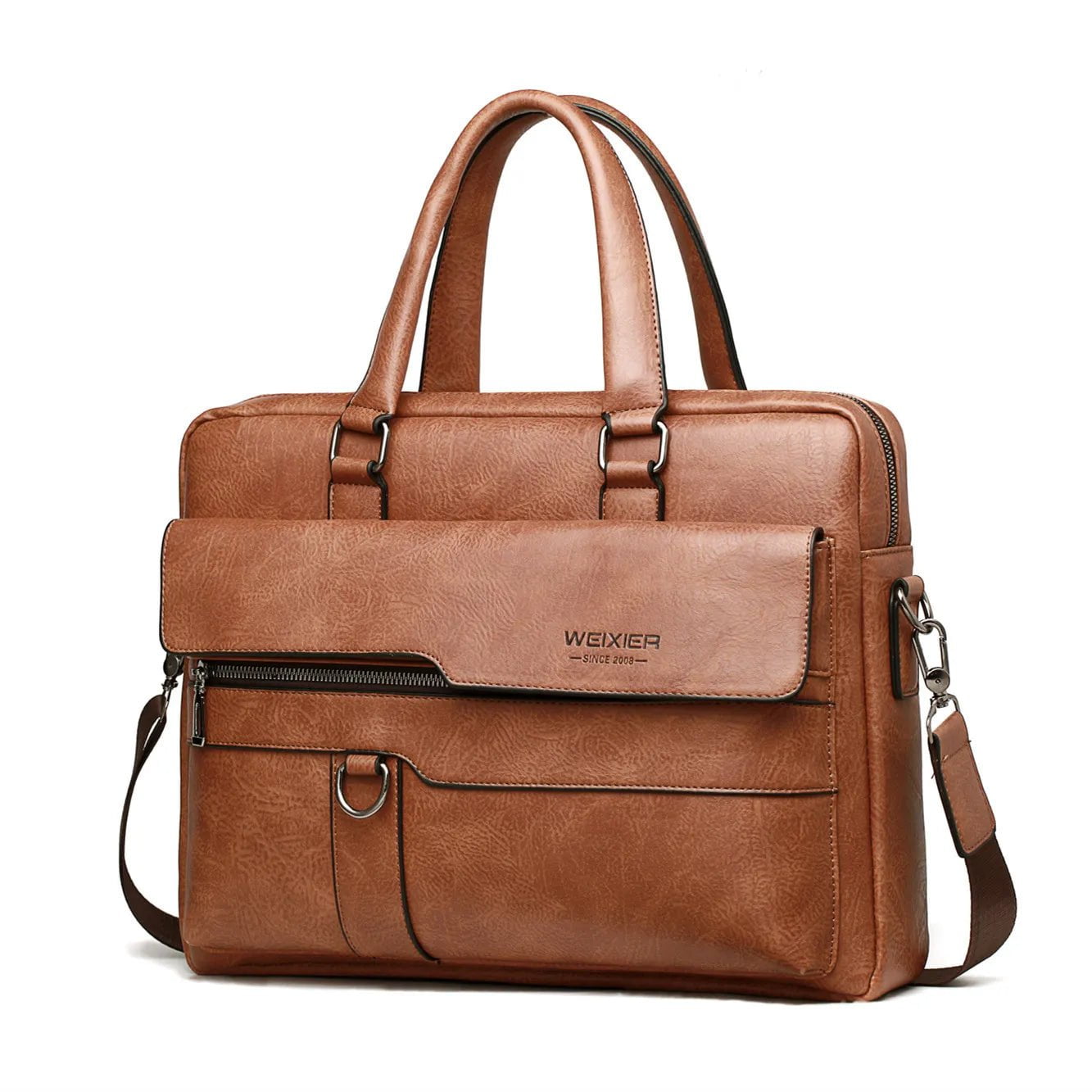 Storazone Light brown 2023 Men Briefcase Bag High Quality Business Famous Brand PU Leather Shoulder Messenger Bags Office Handbag 14 inch Laptop bag