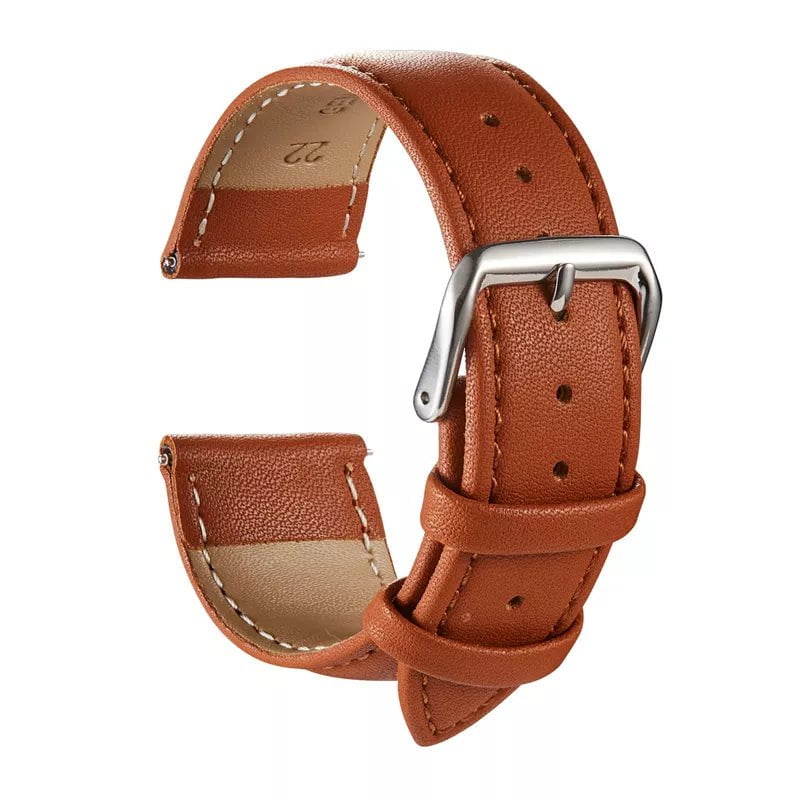 Storazone Light Brown / 20mm Genuine Leather Watchbands Calfskin Replace Wristwatch Straps 18mm 20mm 22mm 24mm Watch Accessories Men Women Soft Watchband