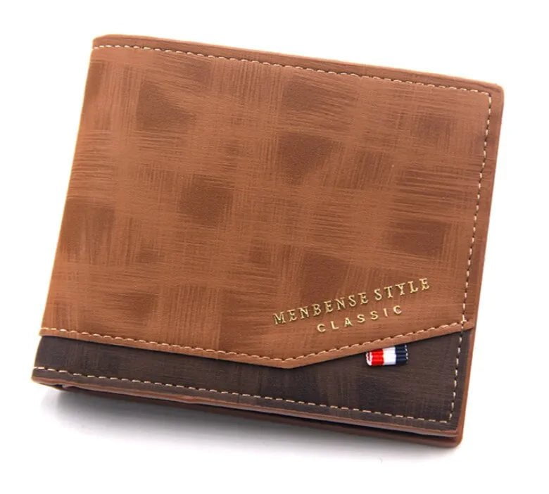Storazone Light Brown Men's Short Frosted Large Capacity Leather Wallet,Multi-Slot Coin Pocket Photo Holder Small Men's Wallet,Vintage Wallet for Male