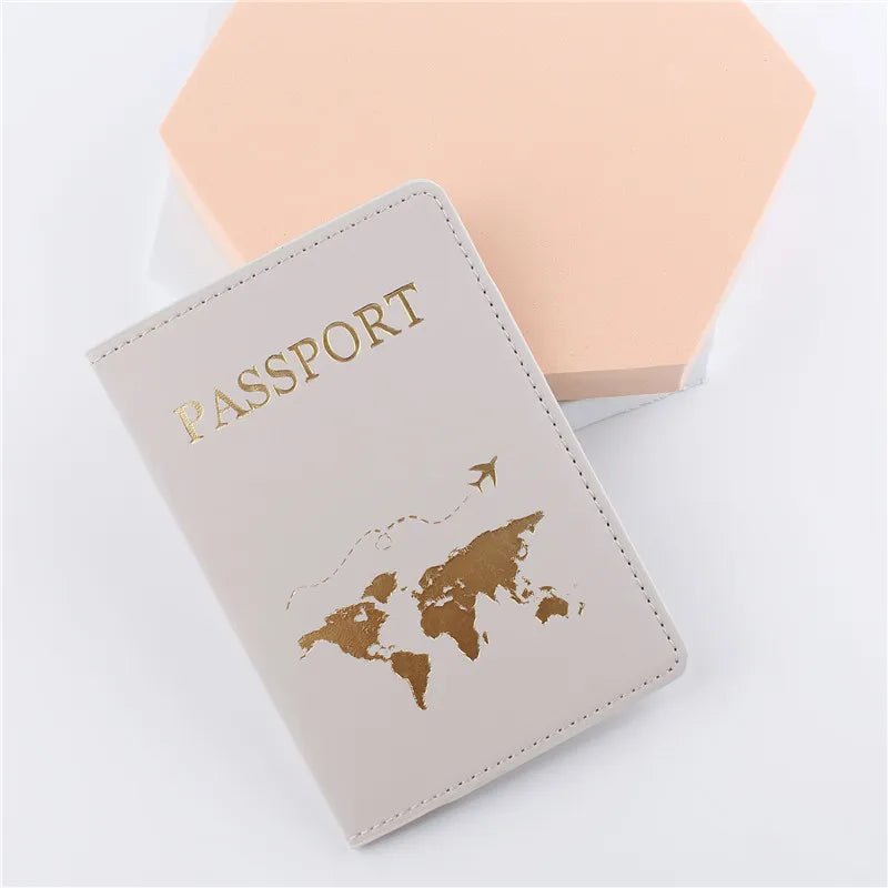 Storazone Light Grey 1PCS PU Leather Map Passport Cover Case Card Holder Fashion Wallet Lightweight Travel Accessories For Flight for Women or Men