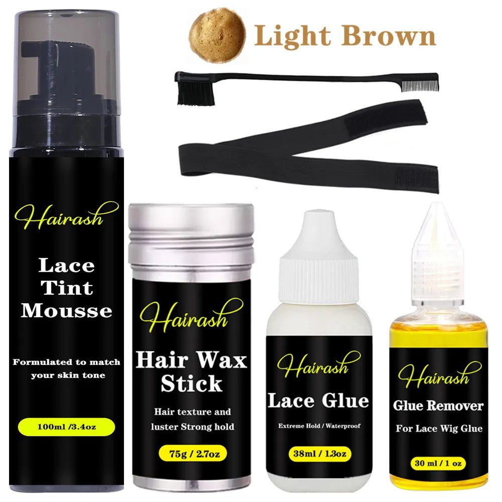 Storazone Light kit / CHINA Lace Tint Mousse Waterproof Lace Wig Glue For Lace Front Wig Invisible Hair Glue+Wax Stick Edge Control + Glue Remover