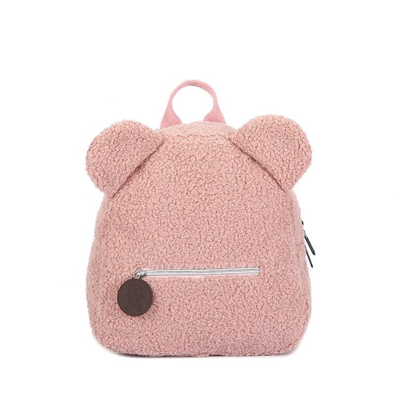 Storazone Light Pink Bear / Custom Your Text Customized Embroidery Bear Backpack Embroidered Portable Children Travel Shopping Rucksack Women's Cute Bear Shoulder Backpack