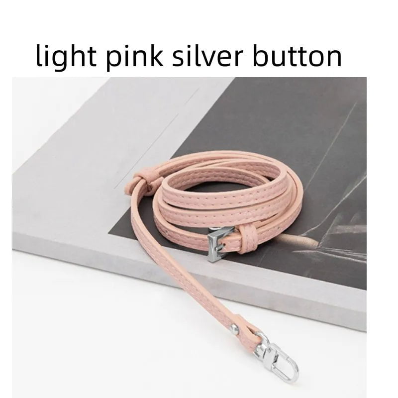 Storazone Light pink silver Bag Transformation Accessories For Longchamp Mini Bag Straps Punch-free Genuine Leather Shoulder Strap Crossbody Conversion
