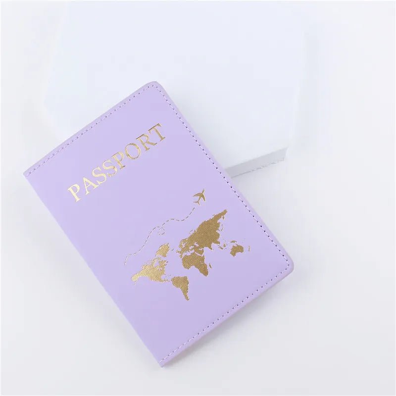 Storazone Light Purple 1PCS PU Leather Map Passport Cover Case Card Holder Fashion Wallet Lightweight Travel Accessories For Flight for Women or Men